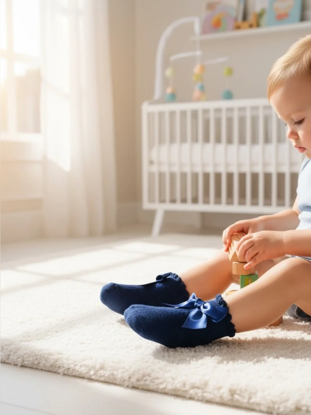 Baby Girl Blue Bow Socks